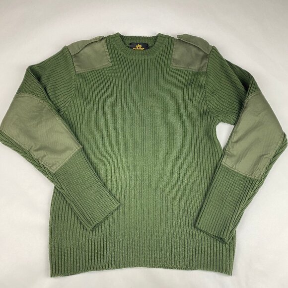 Alpha Industries Flight Sweater Mens XL Military Elbow Patch Knit - Picture 1 of 12